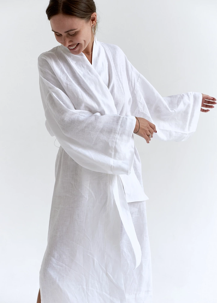 Льняное платье кимоно макси