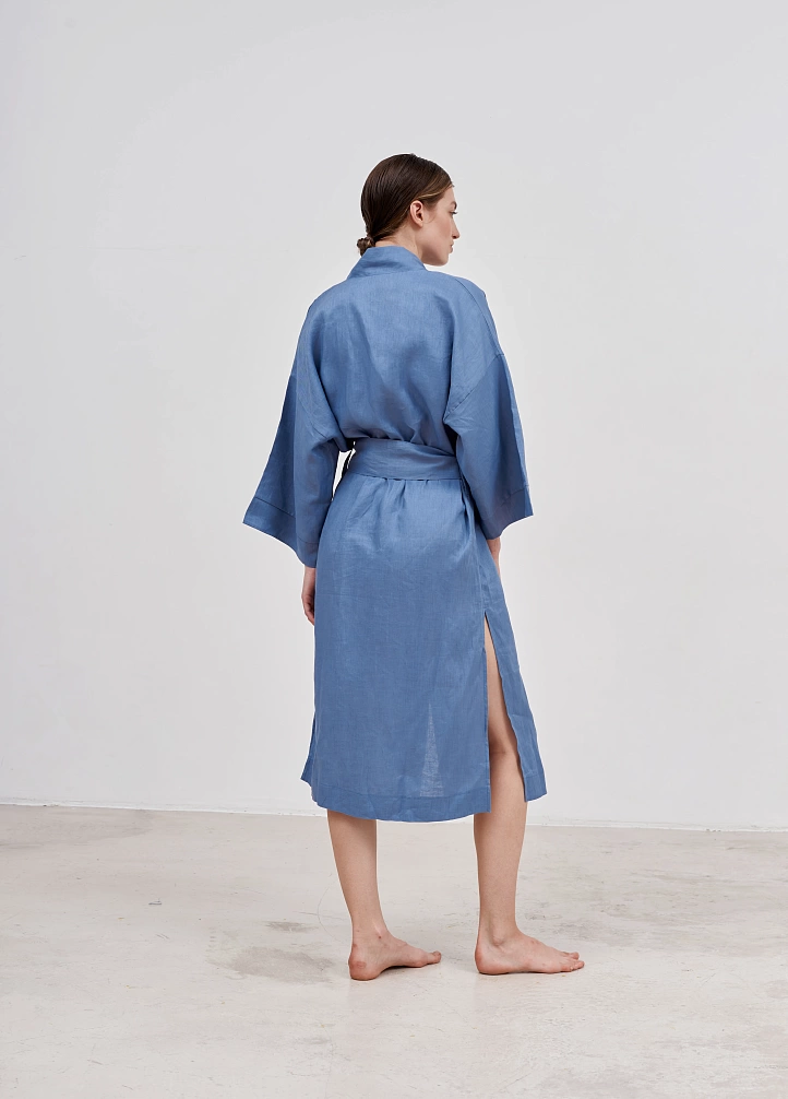 Льняное платье кимоно миди