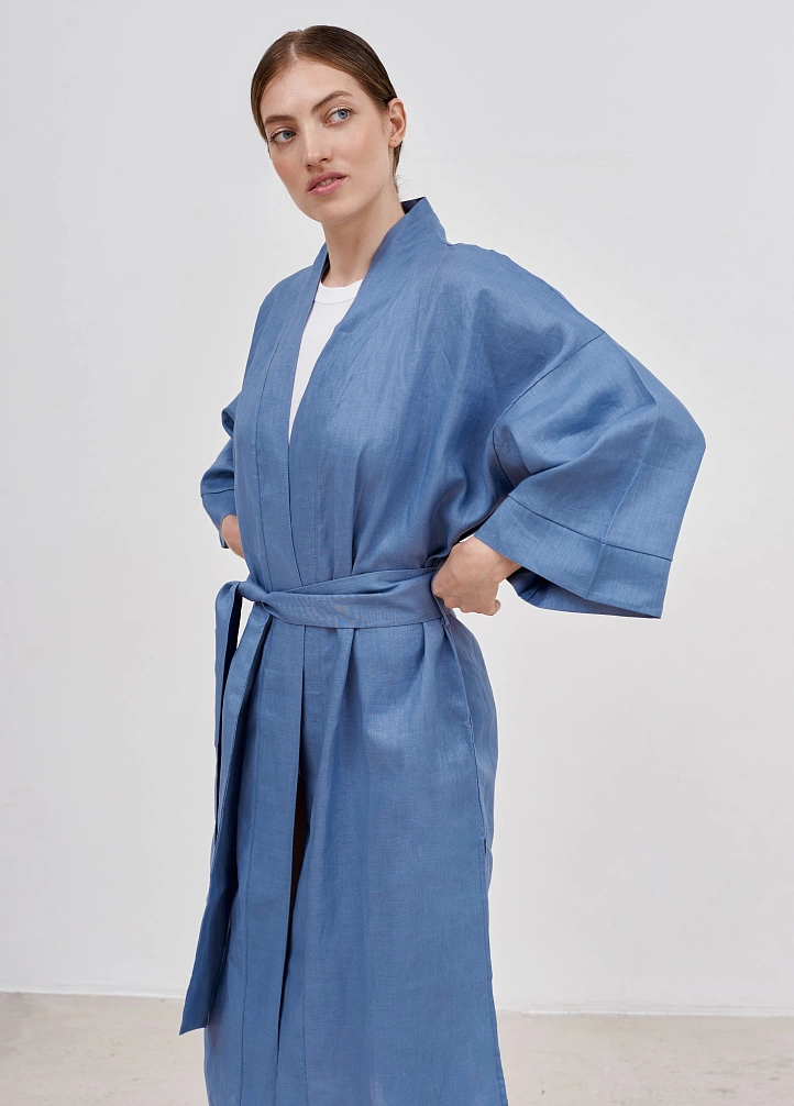 Льняное платье кимоно миди